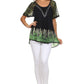 Blusa/Top Sakkas Cora de Manga Corta con Bordado y Diseño Batik de Corte Holgado