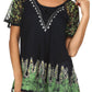 Blusa/Top Sakkas Cora de Manga Corta con Bordado y Diseño Batik de Corte Holgado