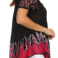 Blusa/Top Sakkas Cora de Manga Corta con Bordado y Diseño Batik de Corte Holgado