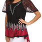 Blusa/Top Sakkas Cora de Manga Corta con Bordado y Diseño Batik de Corte Holgado