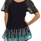 Blusa/Top Sakkas Cora de Manga Corta con Bordado y Diseño Batik de Corte Holgado