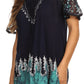 Blusa/Top Sakkas Cora de Manga Corta con Bordado y Diseño Batik de Corte Holgado