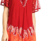Blusa/Top Sakkas Cora de Manga Corta con Bordado y Diseño Batik de Corte Holgado