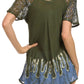 Blusa/Top Sakkas Cora de Manga Corta con Bordado y Diseño Batik de Corte Holgado