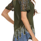 Blusa/Top Sakkas Cora de Manga Corta con Bordado y Diseño Batik de Corte Holgado