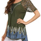 Blusa/Top Sakkas Cora de Manga Corta con Bordado y Diseño Batik de Corte Holgado