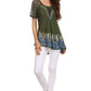 Blusa/Top Sakkas Cora de Manga Corta con Bordado y Diseño Batik de Corte Holgado
