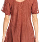 Sakkas Zoya Marbled Embroidery  Cap Sleeves Blouse / Top
