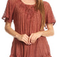 Sakkas Zoya Marbled Embroidery  Cap Sleeves Blouse / Top