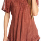 Sakkas Zoya Marbled Embroidery  Cap Sleeves Blouse / Top