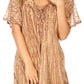 Sakkas Zoya Marbled Embroidery  Cap Sleeves Blouse / Top