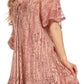 Sakkas Zoya Marbled Embroidery  Cap Sleeves Blouse / Top