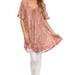 Sakkas Zoya Marbled Embroidery  Cap Sleeves Blouse / Top
