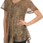 Sakkas Zoya Marbled Embroidery  Cap Sleeves Blouse / Top