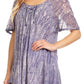 Sakkas Zoya Marbled Embroidery  Cap Sleeves Blouse / Top