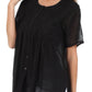 Sakkas Button Down Embroidered Short Sleeve Semi-Sheer Gauzy Cotton Top / Blouse