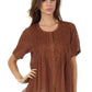 Sakkas Button Down Embroidered Short Sleeve Semi-Sheer Gauzy Cotton Top / Blouse