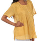 Sakkas Button Down Embroidered Short Sleeve Semi-Sheer Gauzy Cotton Top / Blouse