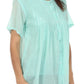 Sakkas Button Down Embroidered Short Sleeve Semi-Sheer Gauzy Cotton Top / Blouse