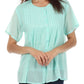 Sakkas Button Down Embroidered Short Sleeve Semi-Sheer Gauzy Cotton Top / Blouse