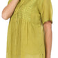 Sakkas Button Down Embroidered Short Sleeve Semi-Sheer Gauzy Cotton Top / Blouse