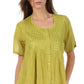 Sakkas Button Down Embroidered Short Sleeve Semi-Sheer Gauzy Cotton Top / Blouse