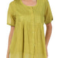 Sakkas Button Down Embroidered Short Sleeve Semi-Sheer Gauzy Cotton Top / Blouse