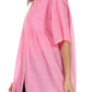 Sakkas Button Down Embroidered Short Sleeve Semi-Sheer Gauzy Cotton Top / Blouse