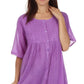 Sakkas Button Down Embroidered Short Sleeve Semi-Sheer Gauzy Cotton Top / Blouse