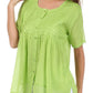 Sakkas Button Down Embroidered Short Sleeve Semi-Sheer Gauzy Cotton Top / Blouse