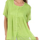 Sakkas Button Down Embroidered Short Sleeve Semi-Sheer Gauzy Cotton Top / Blouse