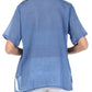Sakkas Button Down Embroidered Short Sleeve Semi-Sheer Gauzy Cotton Top / Blouse