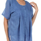 Sakkas Button Down Embroidered Short Sleeve Semi-Sheer Gauzy Cotton Top / Blouse