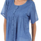 Sakkas Button Down Embroidered Short Sleeve Semi-Sheer Gauzy Cotton Top / Blouse