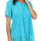 Sakkas Button Down Embroidered Short Sleeve Semi-Sheer Gauzy Cotton Top / Blouse