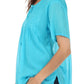 Sakkas Button Down Embroidered Short Sleeve Semi-Sheer Gauzy Cotton Top / Blouse
