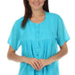 Sakkas Button Down Embroidered Short Sleeve Semi-Sheer Gauzy Cotton Top / Blouse