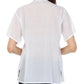 Sakkas Button Down Embroidered Short Sleeve Semi-Sheer Gauzy Cotton Top / Blouse