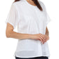 Sakkas Button Down Embroidered Short Sleeve Semi-Sheer Gauzy Cotton Top / Blouse