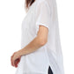 Sakkas Button Down Embroidered Short Sleeve Semi-Sheer Gauzy Cotton Top / Blouse