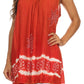 Sakkas Ruth Sequin Embroidered Batik Relaxed Fit Sleeveless V-Neck Top