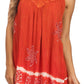 Sakkas Ruth Sequin Embroidered Batik Relaxed Fit Sleeveless V-Neck Top