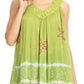 Sakkas Ruth Sequin Embroidered Batik Relaxed Fit Sleeveless V-Neck Top