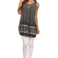 Sakkas Ruth Sequin Embroidered Batik Relaxed Fit Sleeveless V-Neck Top