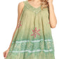Sakkas Ruth Sequin Embroidered Batik Relaxed Fit Sleeveless V-Neck Top