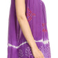Sakkas Ruth Sequin Embroidered Batik Relaxed Fit Sleeveless V-Neck Top