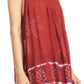 Sakkas Ruth Sequin Embroidered Batik Relaxed Fit Sleeveless V-Neck Top