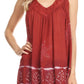 Sakkas Ruth Sequin Embroidered Batik Relaxed Fit Sleeveless V-Neck Top