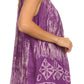 Sakkas Wanda May Embroidered Batik Scoop Neck Relaxed Fit Sleeveless Blouse