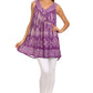 Sakkas Wanda May Embroidered Batik Scoop Neck Relaxed Fit Sleeveless Blouse